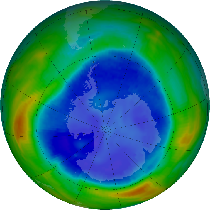 Antarctic ozone map for 26 August 1998